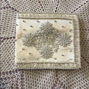 VTG Satin White Beaded Wallet by Carousel